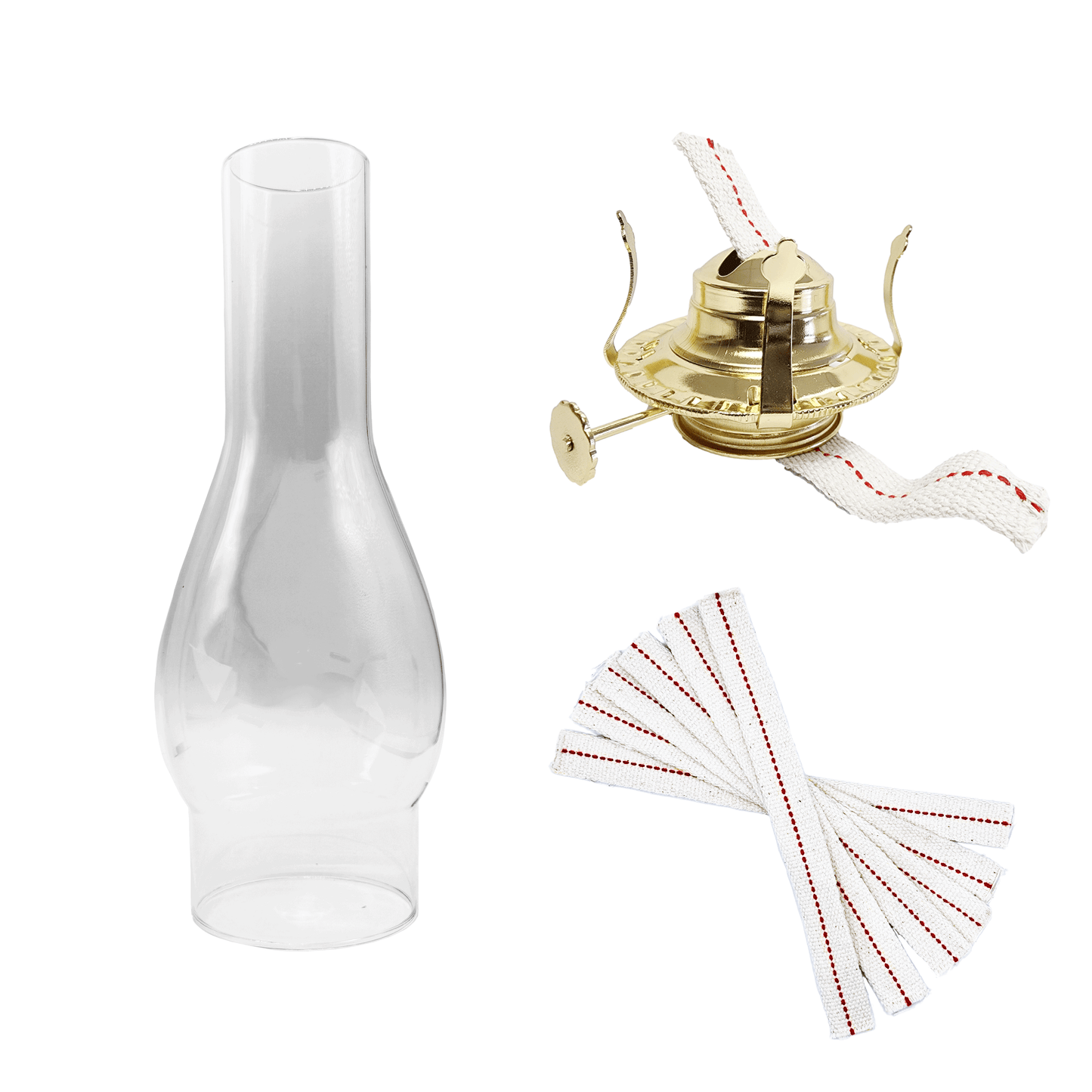 Light of Mine - Oil Lamp Replacement Kit Including 3" x 10" Chimney, #2 Brass Plated Burner, and 3/4" Replacement Wick Strips (3" x 10" Chimney, #2 Burner, Wick)