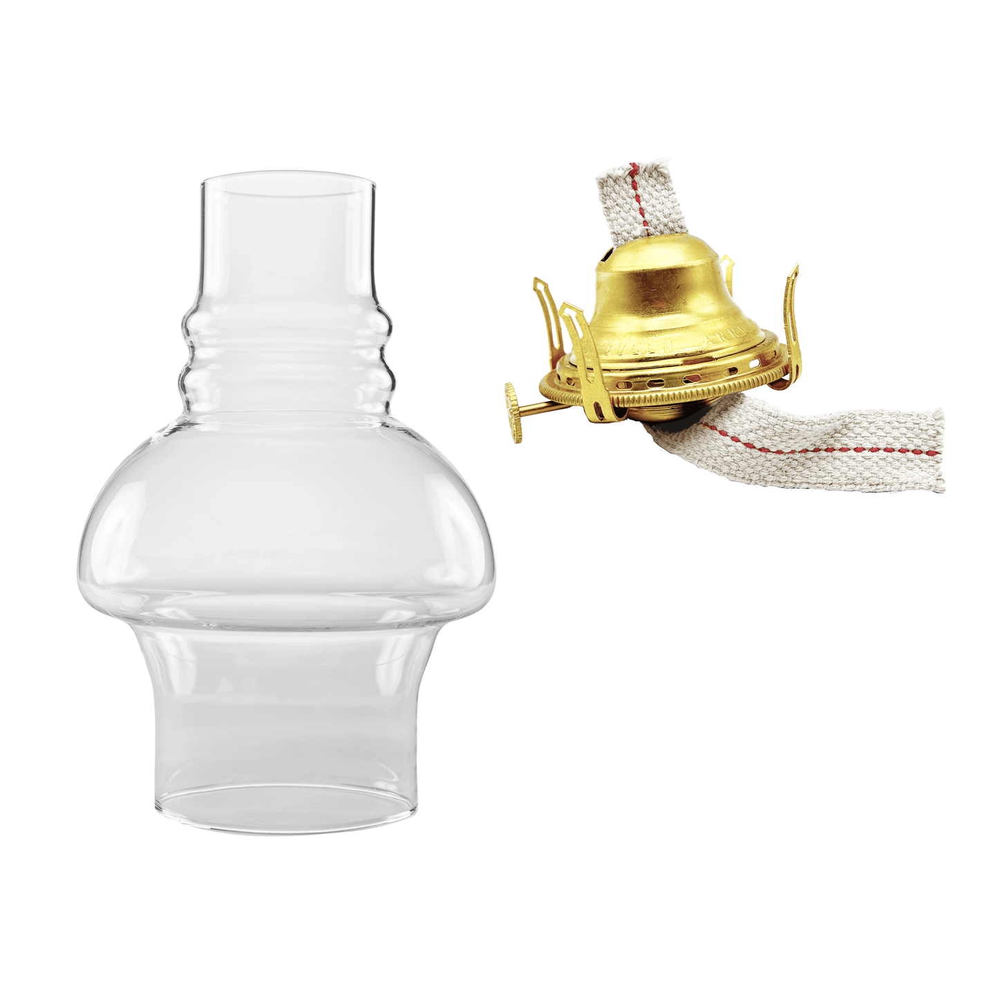 Light of Mine - Oil Lamp Replacement Kit Including 3" x 7" Hooded Chimney and Queen Anne Solid Brass Burner (Hooded Chimney, Brass Burner)