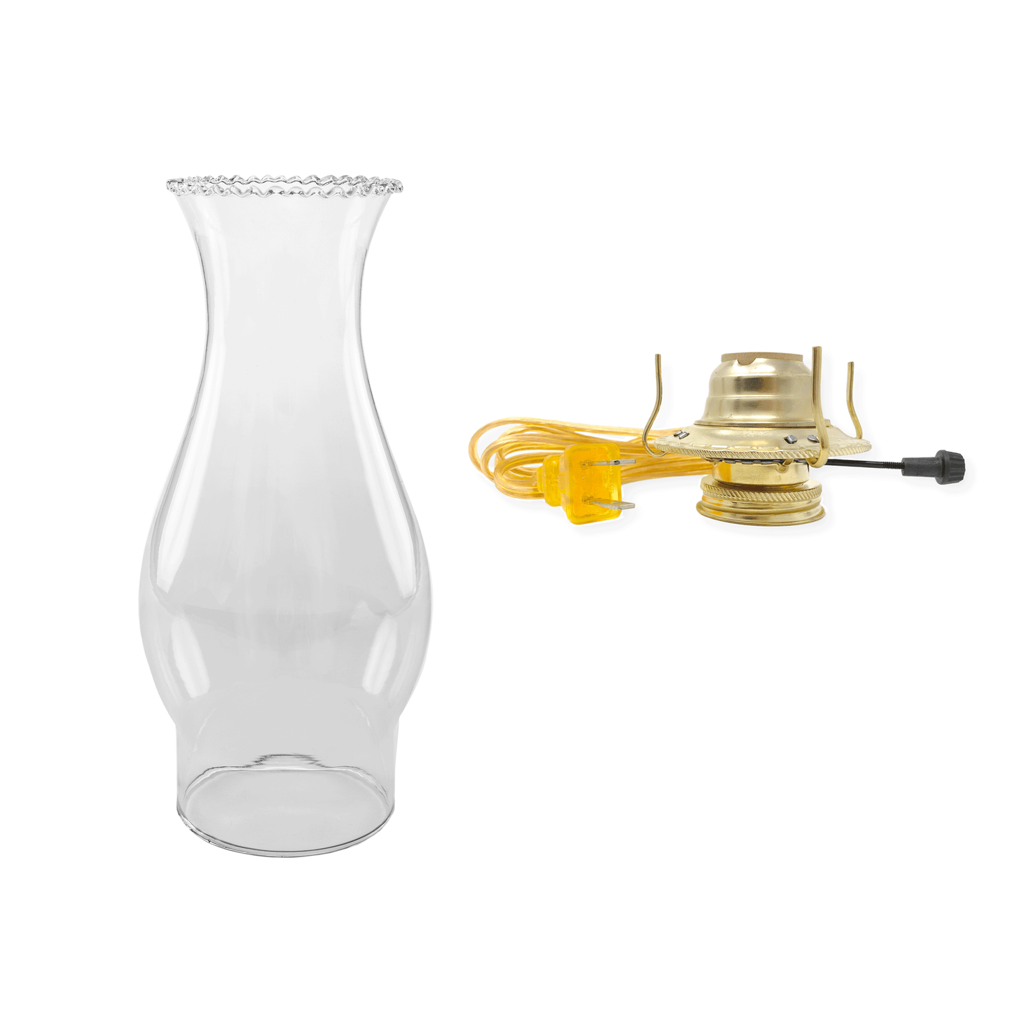 Light Of Mine - 3" x 8 ½" Crimped Top Replacement Chimney for Oil Lamp with Electric Gold Cord Burner (3" x 8.5" Crimped Top Chimney)