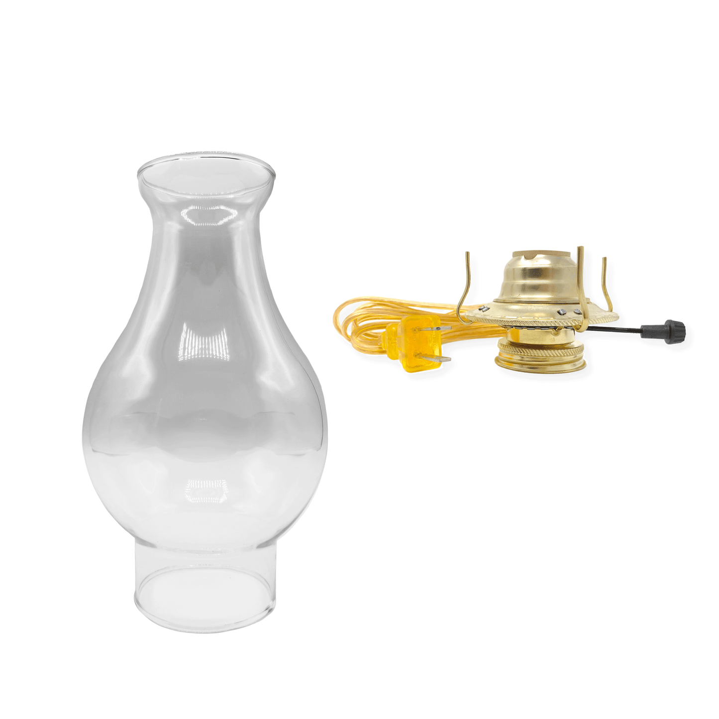 Light Of Mine - 3” x 8 ½” Crisa Smooth Top Replacement Chimney for Oil Lamp with Electric Gold Cord Burner (3” x 8 ½”, Crisa)