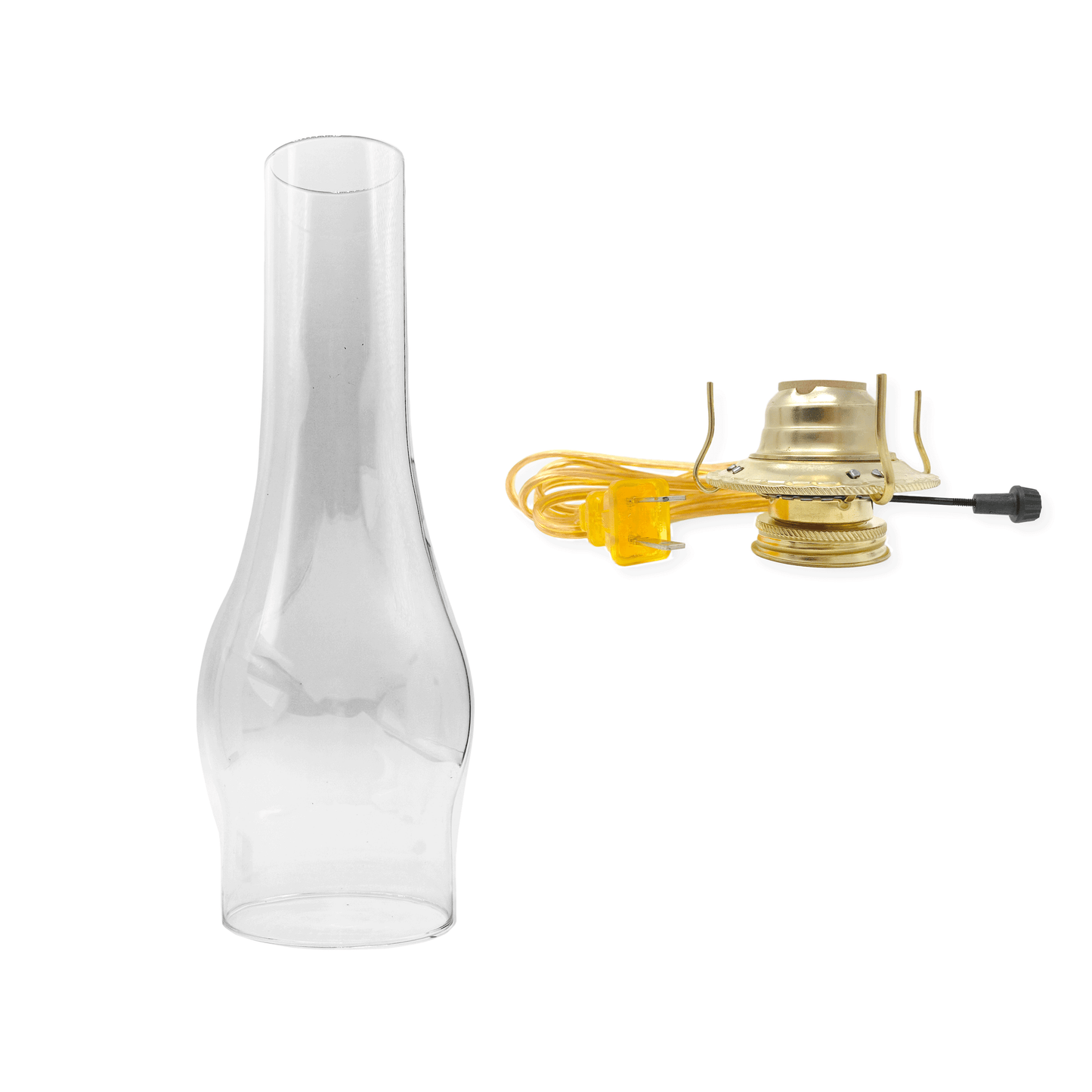 Light Of Mine - 3" x 10" Slim Replacement Chimney for Oil Lamp with Electric Gold Cord Burner (3" x 10" Slim Chimney)