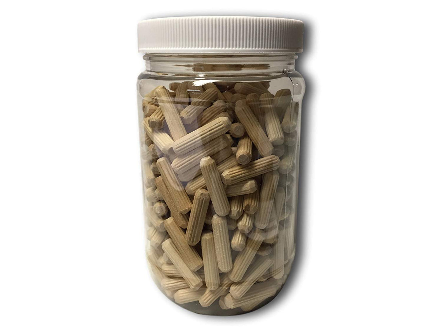 Rhino Wood Industries - 15/64" x 1 1/4" - 300 Pack Wooden Dowel Pins in Plastic Jar - Kiln Dried, Fluted, and Beveled (6mm, 300pk, Jar)