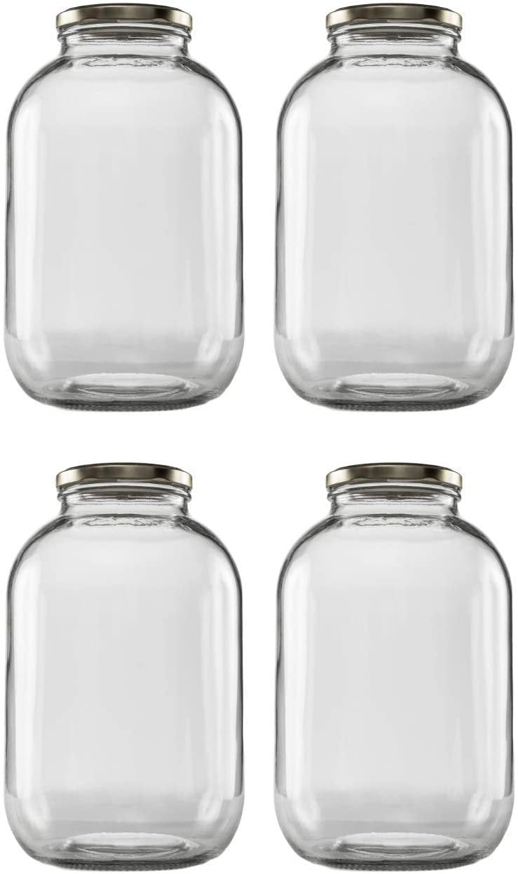 1-gallon Glass Jar Wide Mouth With Airtight Metal Lid USDA Approved  Dishwasher Safe Made in the USA 