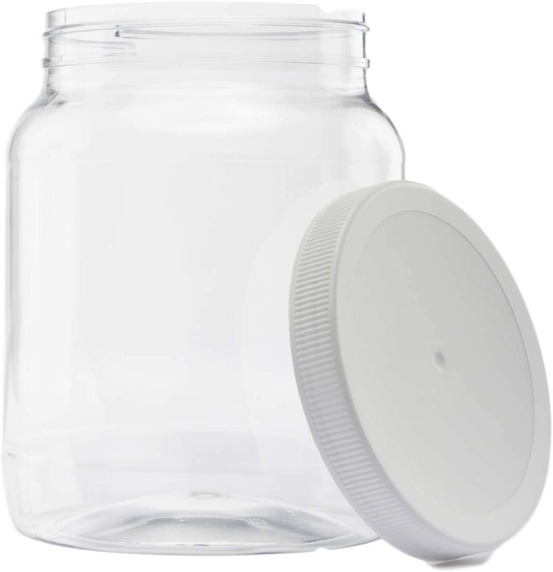 HFS(R) 2 Pack 1 Gallon Extra Large Glass Jar Wide Mouth with Plastic Lid
