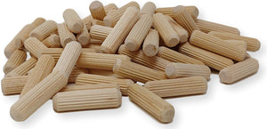 100 Pack 5/16" x 1 3/16" Wooden Dowel Pins Wood Kiln Dried Fluted and Beveled, Made of Hardwood in U.S.A.