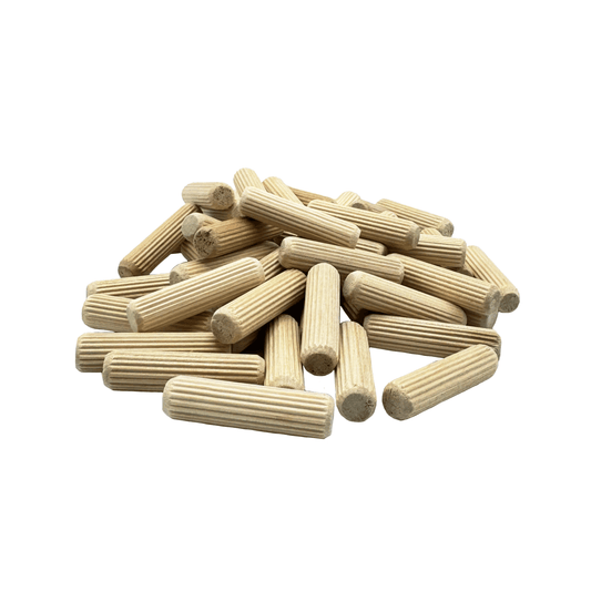 100 Pack 1/2" x 2" Wooden Dowel Pins Wood Kiln Dried Fluted and Beveled, Made of Hardwood in U.S.A.