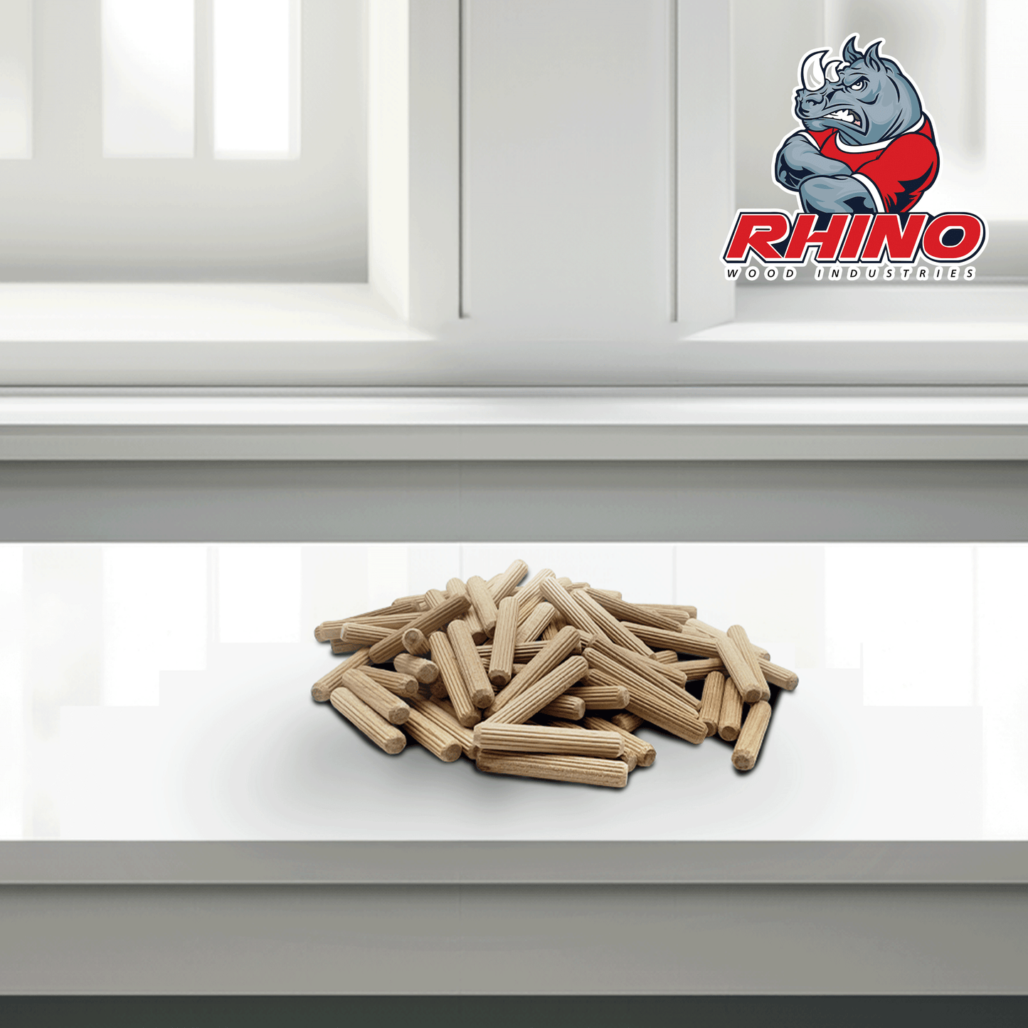 Rhino Wood Industries - 1/4" x 1 1/2" - 100 Pack Wooden Dowel Pins - Kiln Dried, Fluted, and Beveled (1/4" x 1 1/2", 100pk)