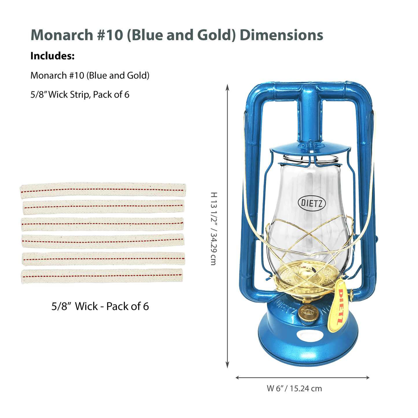 Dietz Monarch #10 Hot Blast Blue and Gold Kerosene Lantern Vintage Style Oil Lamp