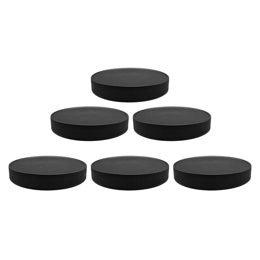 Clearview Containers - 110mm Black Plastic 6 Pack Replacement Lids with Leak Proof Liner - 110/400 Plastic Replacement Lids (6pk, Black Lids)