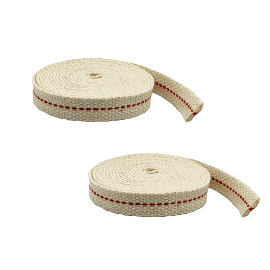 Light of Mine - 1/2" Inch 6' Foot, 100% Cotton Flat Wick - 2 Pack, for Paraffin Oil, Kerosene Based Lanterns, and Oil Lamps with Genuine Red Stitch (1/2" - 6' Roll, 2 Pack)