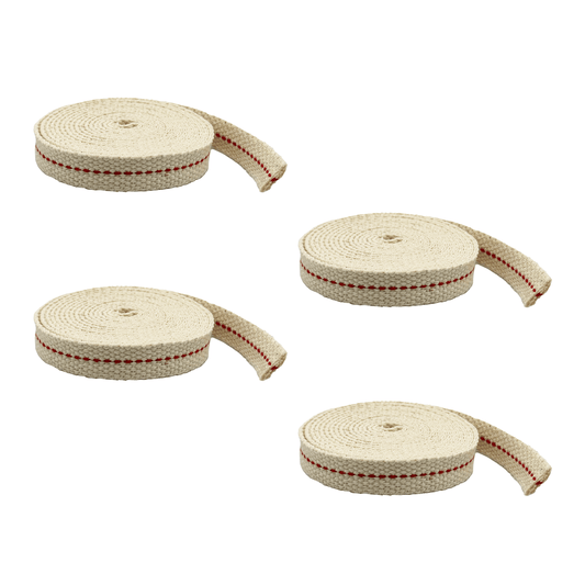 Light of Mine - 1/2" Inch 6' Foot, 100% Cotton Flat Wick - 4 Pack, for Paraffin Oil, Kerosene Based Lanterns, and Oil Lamps with Genuine Red Stitch (1/2" - 6' Roll, 4 Pack)