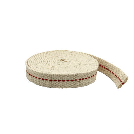 Light of Mine - 1/2" Inch 6' Foot, 100% Cotton Flat Wick for Paraffin Oil, Kerosene Based Lanterns, and Oil Lamps with Genuine Red Stitch (1/2" - 6' Roll)