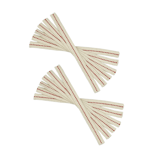 Light of Mine - 1/2" Inch - 8" Long Wick Strips, 100% Cotton Flat Wick - 12 Pack, for Paraffin Oil, Kerosene Based Lanterns, and Oil Lamps with Genuine Red Stitch