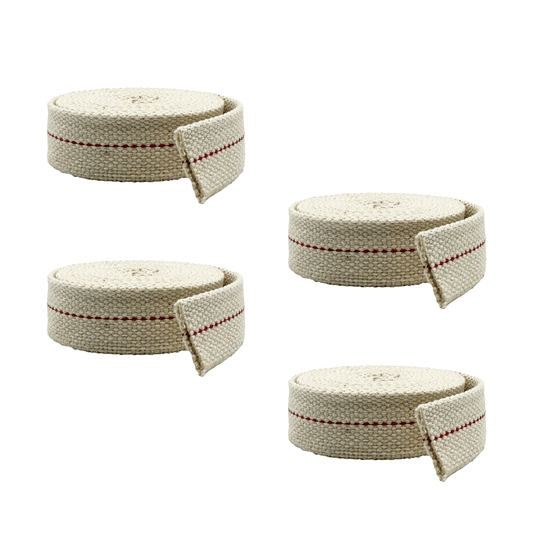 Light of Mine - 1" Inch 6' Foot, 100% Cotton Flat Wick - 4 Pack, for Paraffin Oil, Kerosene Based Lanterns, and Oil Lamps with Genuine Red Stitch (1" - 6' Roll, 4 Pack)