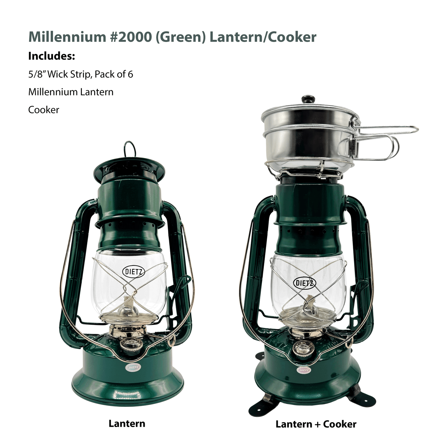 Light Of Mine - Dietz #2000 Millennium Cooker Green Oil Lantern with 5/8" Replacement Wick Strips (Green)