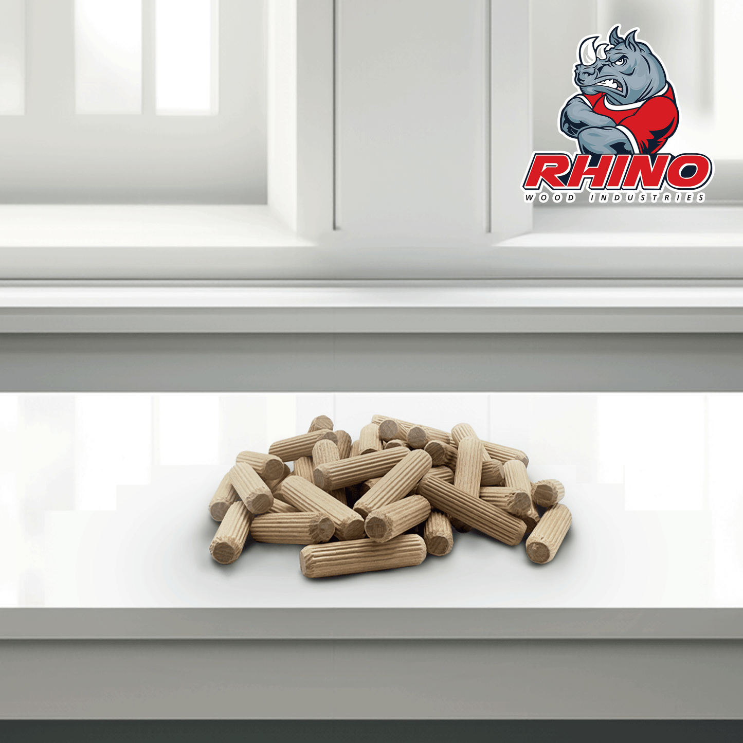 Rhino Wood Industries - 3/8" x 1 1/2" - 200 Pack Wooden Dowel Pins - Kiln Dried, Fluted, and Beveled (3/8" x 1 1/2", 200pk)