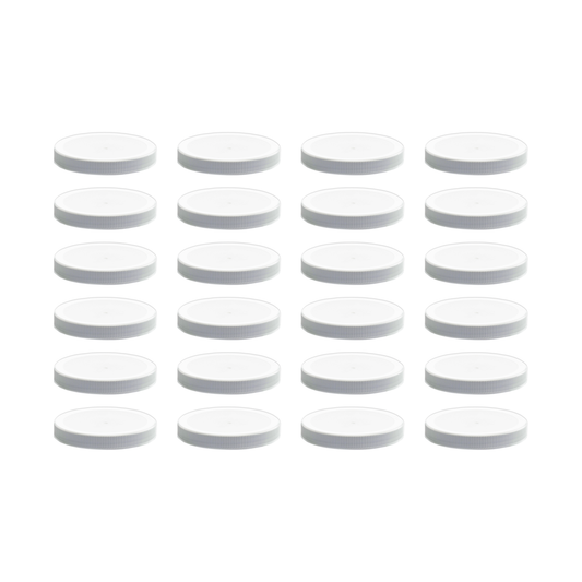 Clearview Containers - 110mm White Plastic 24 Pack Replacement Lids with Leak Proof Liner - 110/400 Plastic Replacement Lids