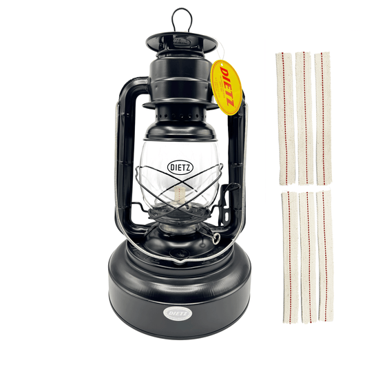 Light of Mine - Dietz #2500 Jupiter Plain Black Oil Lantern with 7/8" Replacement Wick Strips (#2500, Black)