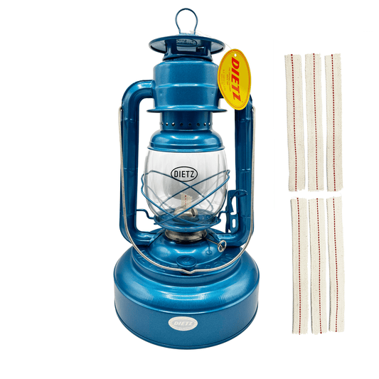 Light of Mine - Dietz #2500 Jupiter Blue Oil Lantern with 7/8" Replacement Wick Strips (#2500, Blue)