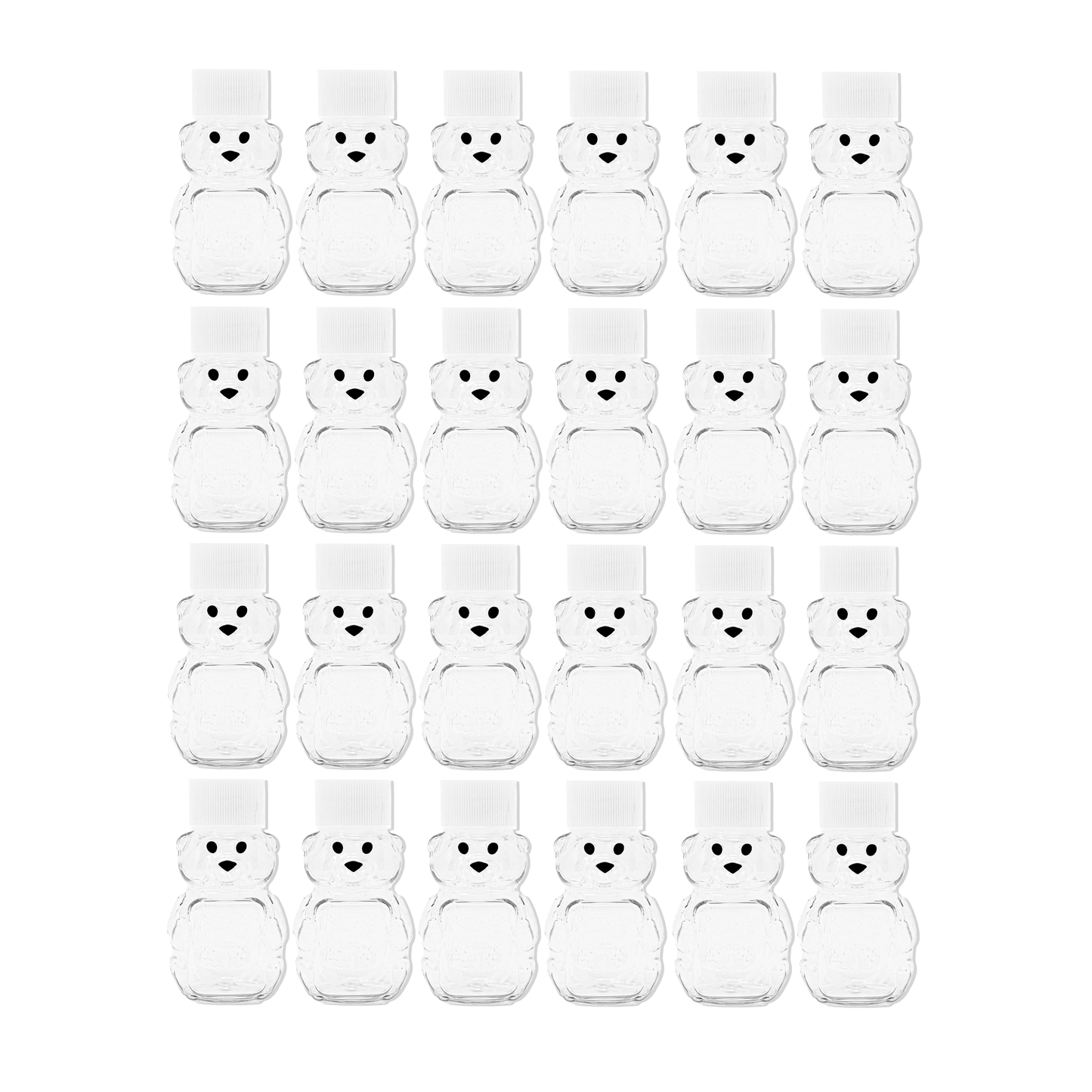 24 Pack 2 oz. Honey Bear Plastic Bottle White Cap Small Party Wedding Favors