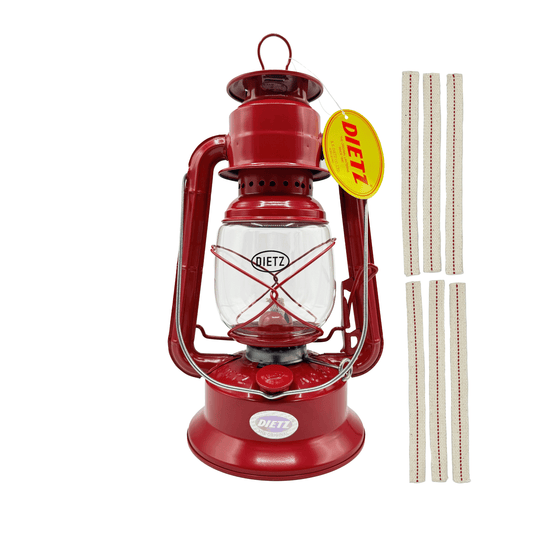 Light Of Mine - Dietz #30 Little Wizard Black Oil Lantern with 5/8" Replacement Wick Strips (Red)