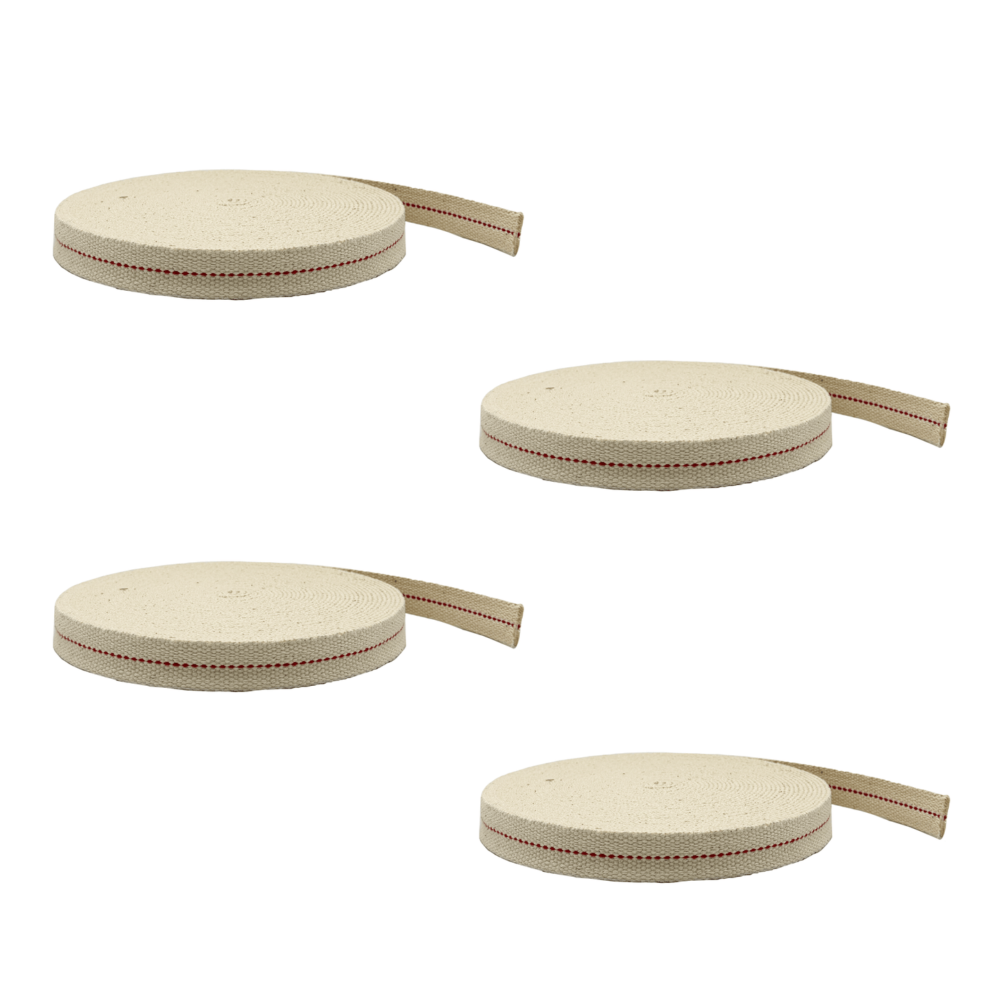 Light of Mine - 3/4" Inch 33' Foot, 100% Cotton Flat Wick - 4 Pack for Paraffin Oil, Kerosene Based Lanterns, and Oil Lamps with Genuine Red Stitch (3/4" - 33' Roll, 4pk)