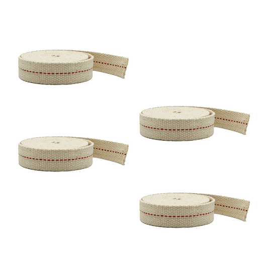 Light of Mine - 3/4" Inch 6' Foot, 100% Cotton Flat Wick - 4 Pack, for Paraffin Oil, Kerosene Based Lanterns, and Oil Lamps with Genuine Red Stitch (3/4" - 6' Roll, 4 Pack)