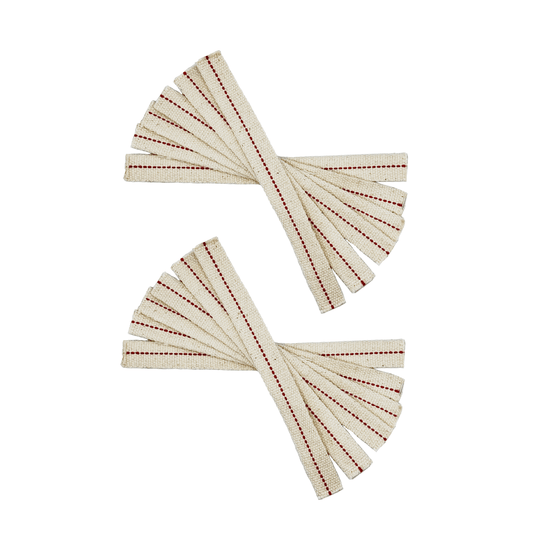 Light of Mine - 3/4" Inch - 8" Long Wick Strips, 100% Cotton Flat Wick - 12 Pack, for Paraffin Oil, Kerosene Based Lanterns, and Oil Lamps with Genuine Red Stitch