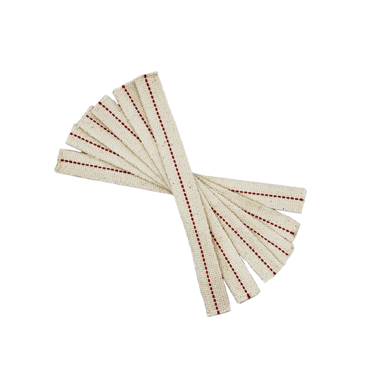 Light of Mine - 3/4" Inch - 8" Long Wick Strips, 100% Cotton Flat Wick - 6 Pack, for Paraffin Oil, Kerosene Based Lanterns, and Oil Lamps with Genuine Red Stitch