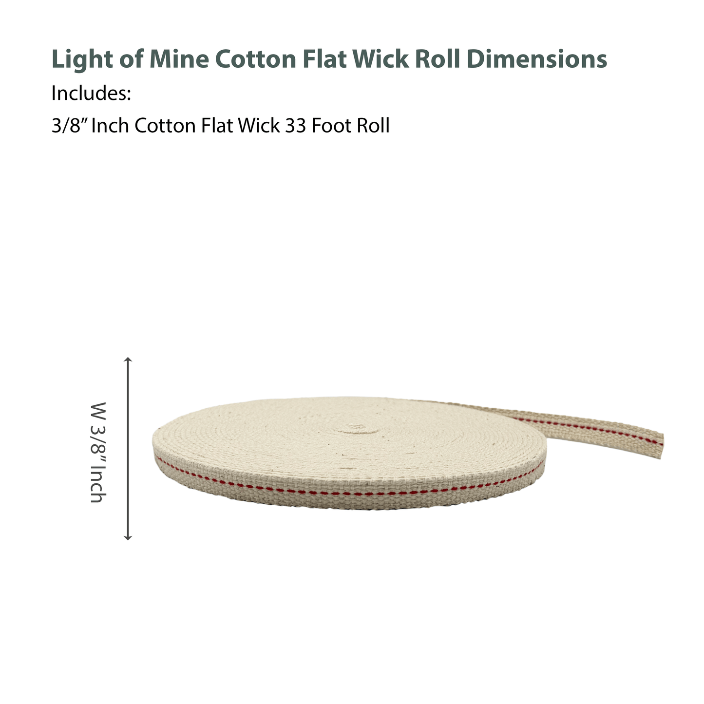 Light Of Mine 3/8" Inch 100% Cotton Flat Wick 33 Foot Roll for Oil Lamps