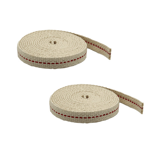 Light of Mine - 3/8" Inch 6' Foot, 100% Cotton Flat Wick - 2 Pack, for Paraffin Oil, Kerosene Based Lanterns, and Oil Lamps with Genuine Red Stitch (3/8" - 6' Roll, 2 Pack)
