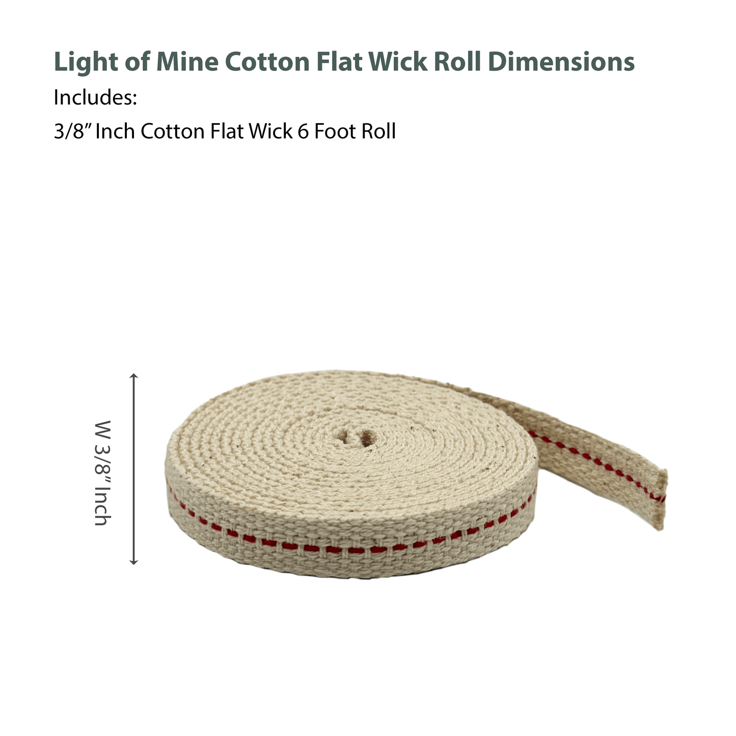 Light Of Mine 3/8" Inch 100% Cotton Flat Wick 6 Foot Roll for Oil Lamps