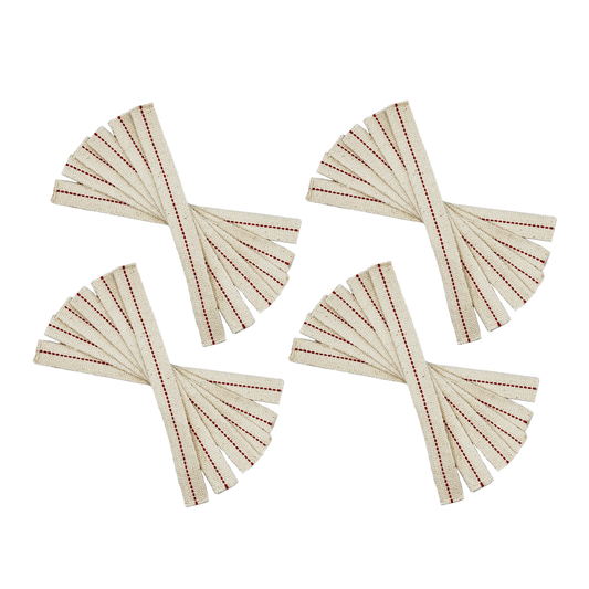 Light of Mine - 3/8" Inch - 8" Long Wick Strips, 100% Cotton Flat Wick - 24 Pack, for Paraffin Oil, Kerosene Based Lanterns, and Oil Lamps with Genuine Red Stitch