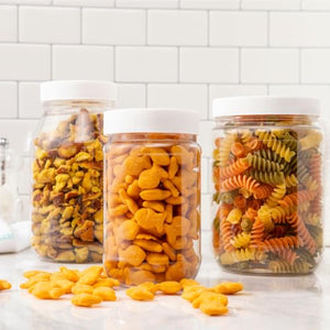CLEARVIEW CONTAINERS Multi-Pack (32 Oz Round Jar White Lid 48 pack) Suitable for storing a variety of goods, from dry ingredients like pasta and grains to homemade preserves and snacks