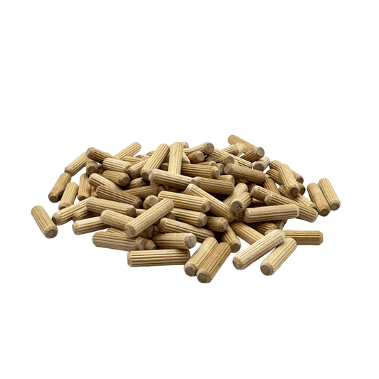 Rhino Wood Industries - 1/4" x 1" - 500 Pack Wooden Dowel Pins - Kiln Dried, Fluted, and Beveled (1/4" x 1", 500pk)