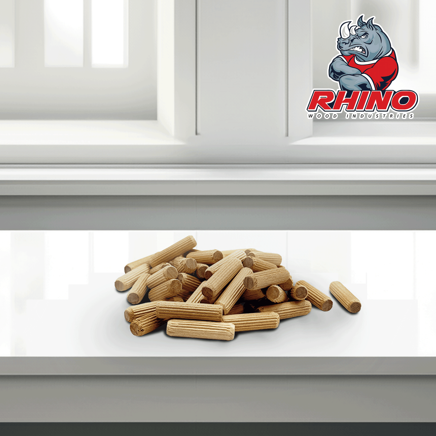 Rhino Wood Industries - 5/16" x 1 3/16" - 500 Pack Wooden Dowel Pins - Kiln Dried, Fluted, and Beveled (5/16" x 1 3/16", 500pk)