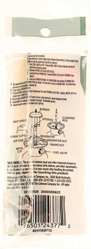 Coleman 3000005622 Unleaded Dual Fuel Lantern Generator for 282 285
