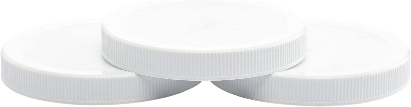 Clearview Containers 110/400 Plastic Replacement Lids | 110mm Caps w/Leak Proof Liner | For Large Glass or Plastic Wide Mouth Jar | Made in the U.S.A.| Food-Grade Storage Caps for Canning Jars (3)