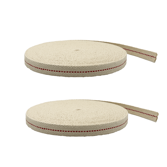 Light of Mine - 5/8" Inch 33' Foot, 100% Cotton Flat Wick - 2 Pack for Paraffin Oil, Kerosene Based Lanterns, and Oil Lamps with Genuine Red Stitch (5/8" - 33' Roll, 2pk)