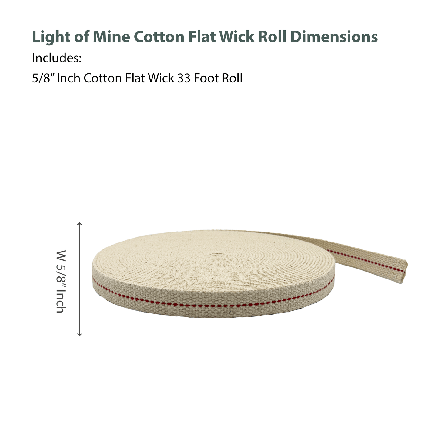 Light Of Mine 5/8" Inch 100% Cotton Flat Wick 33 Foot Roll for Oil Lamps