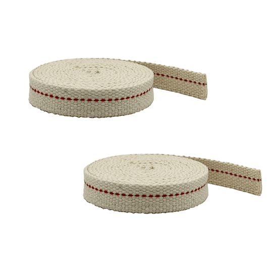 Light of Mine - 5/8" Inch 6' Foot, 100% Cotton Flat Wick - 2 Pack, for Paraffin Oil, Kerosene Based Lanterns, and Oil Lamps with Genuine Red Stitch (5/8" - 6' Roll, 2 Pack)