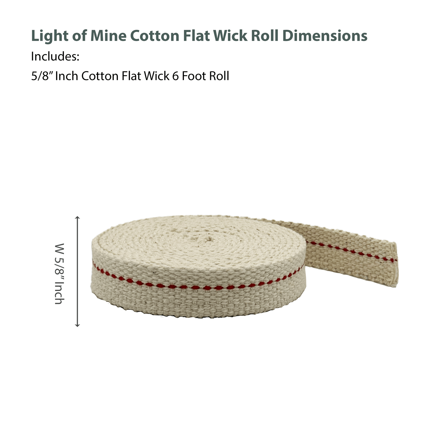 Light Of Mine 5/8" Inch 100% Cotton Flat Wick 6 Foot Roll for Oil Lamps