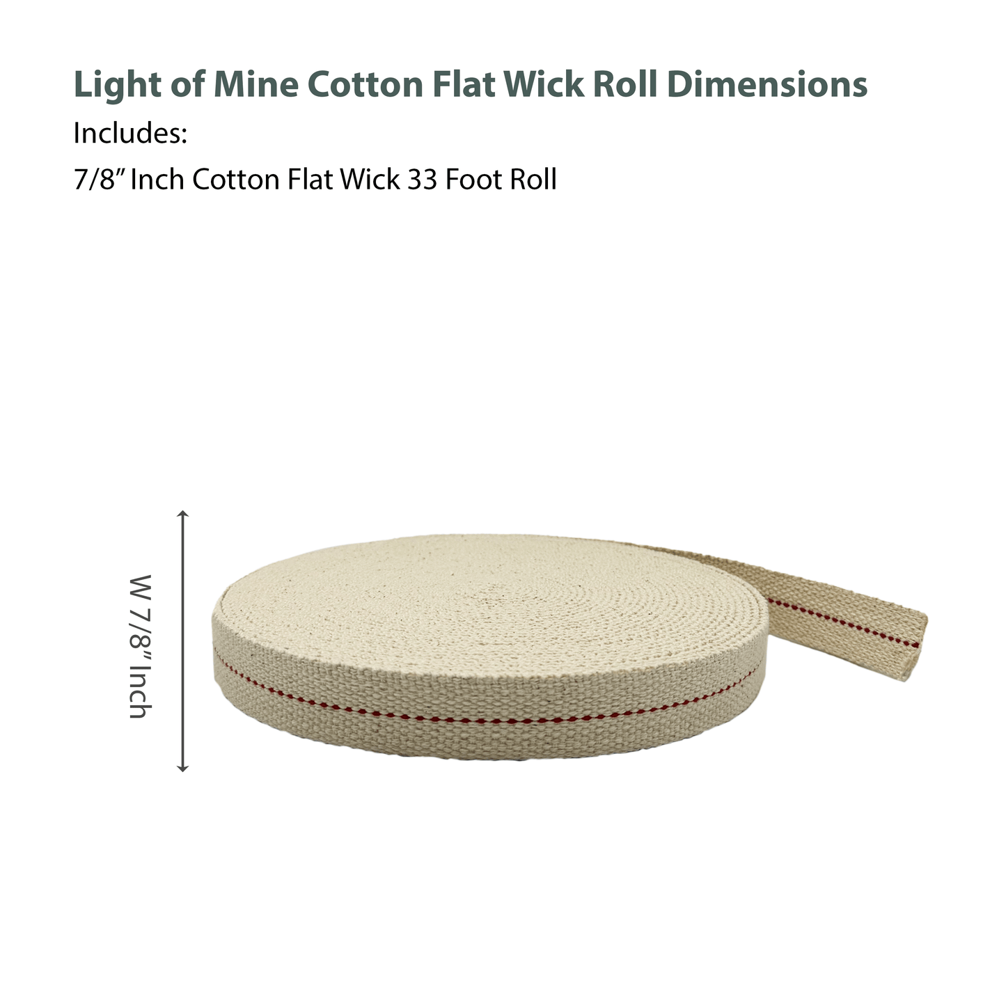 Light Of Mine 7/8" Inch 100% Cotton Flat Wick 33 Foot Roll for Oil Lamps