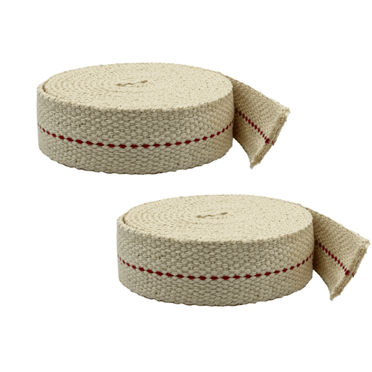 Light of Mine - 7/8" Inch 6' Foot, 100% Cotton Flat Wick - 2 Pack, for Paraffin Oil, Kerosene Based Lanterns, and Oil Lamps with Genuine Red Stitch (7/8" - 6' Roll, 2 Pack)
