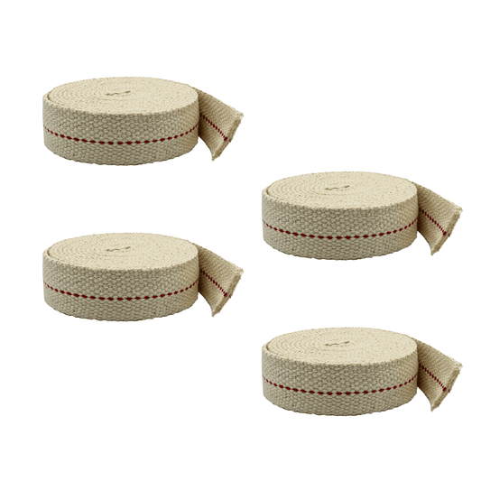 Light of Mine - 7/8" Inch 6' Foot, 100% Cotton Flat Wick - 4 Pack, for Paraffin Oil, Kerosene Based Lanterns, and Oil Lamps with Genuine Red Stitch (7/8" - 6' Roll, 4 Pack)