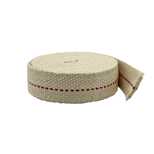 Light of Mine - 7/8" Inch 6' Foot, 100% Cotton Flat Wick for Paraffin Oil, Kerosene Based Lanterns, and Oil Lamps with Genuine Red Stitch (7/8" - 6' Roll)