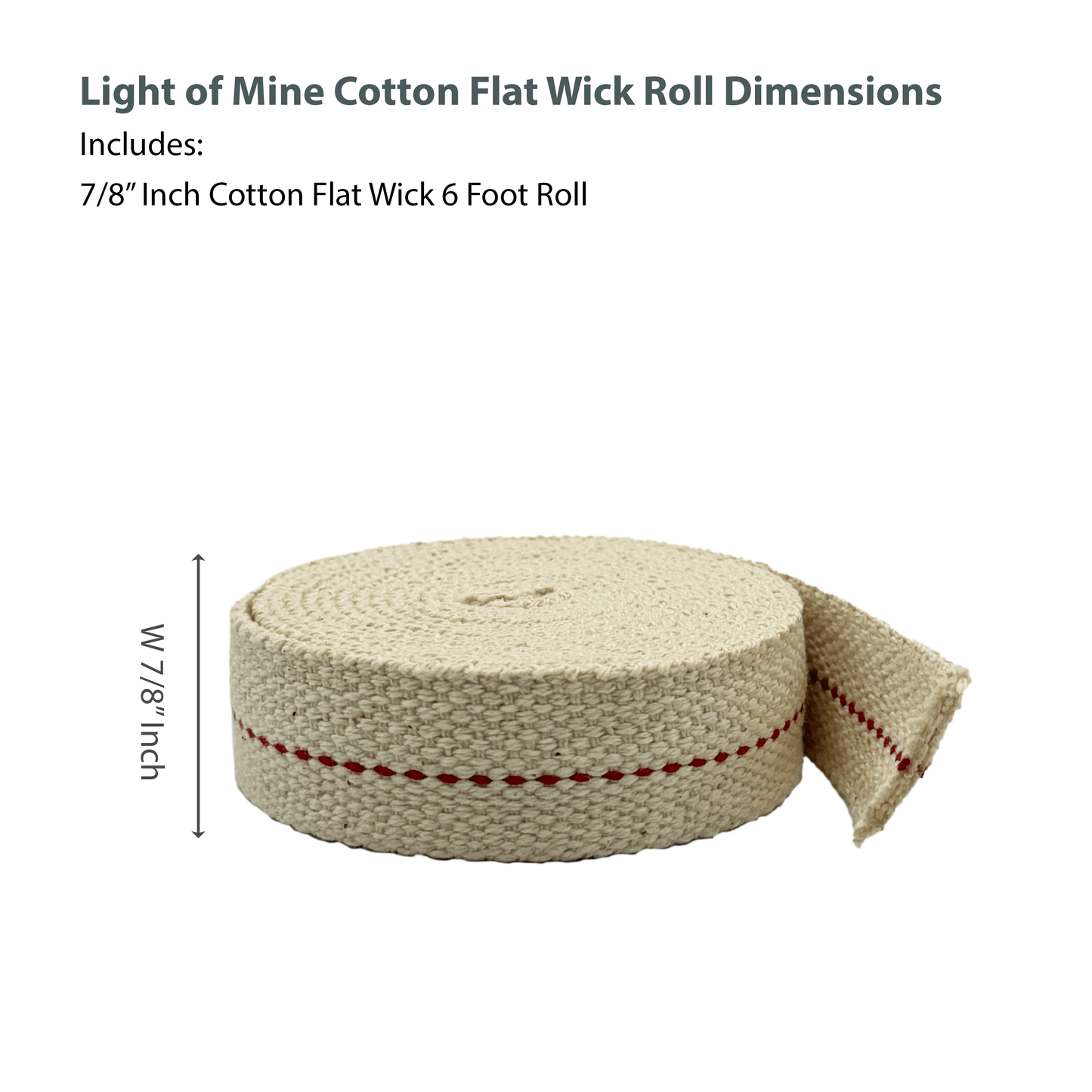 Light Of Mine 7/8" Inch 100% Cotton Flat Wick 6 Foot Roll for Oil Lamps