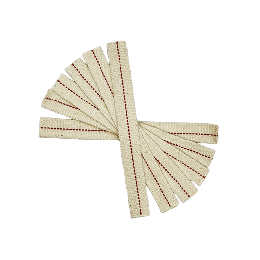 Light of Mine - 7/8" Inch - 8" Long Wick Strips, 100% Cotton Flat Wick - 6 Pack, for Paraffin Oil, Kerosene Based Lanterns, and Oil Lamps with Genuine Red Stitch