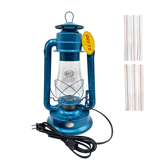 Light Of Mine - Dietz #80 Blizzard Blue Oil Lantern with 7/8" Replacement Wick Strips and Conversion Kit for Electric Burner (Blue, Electric)