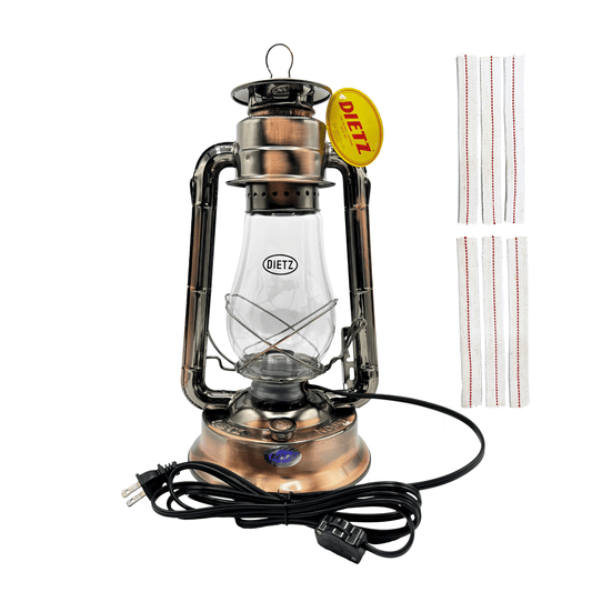 Light Of Mine - Dietz #80 Blizzard Bronze Oil Lantern with 7/8" Replacement Wick Strips and Conversion Kit for Electric Burner (Bronze, Electric)